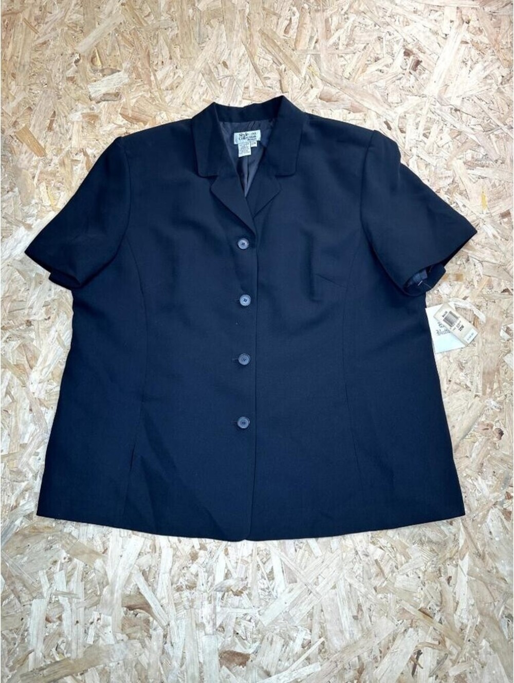 Style & Co Collection Woman Blazer Jacket Plus Size 22W Black Short Sleeve NWT